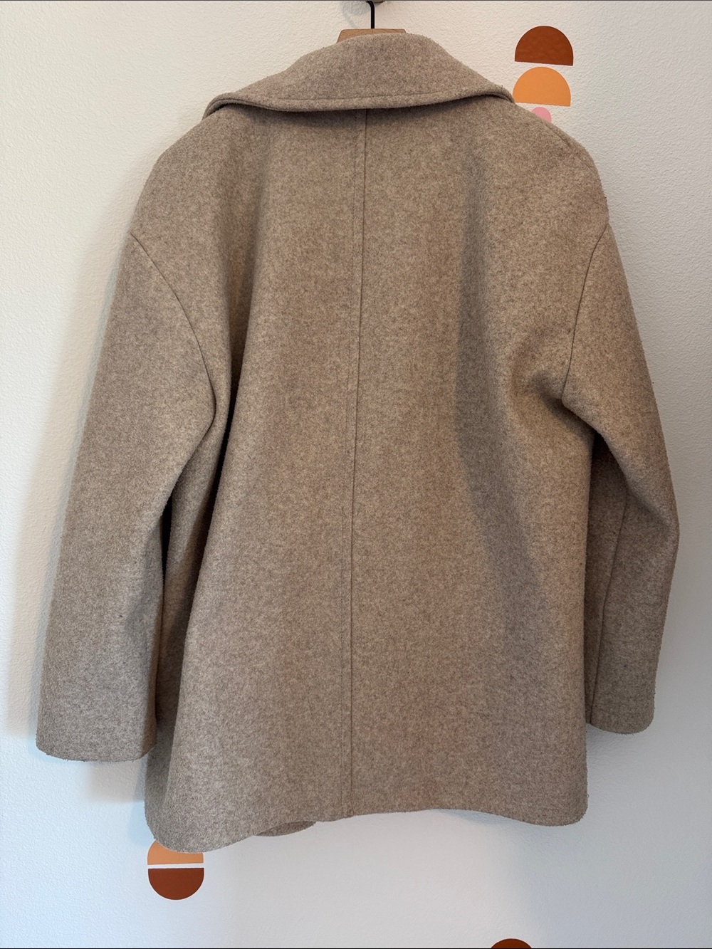 Zara Women's Camel Tan Wool-Blend Pea Coat N0022 - Picture 4 of 4